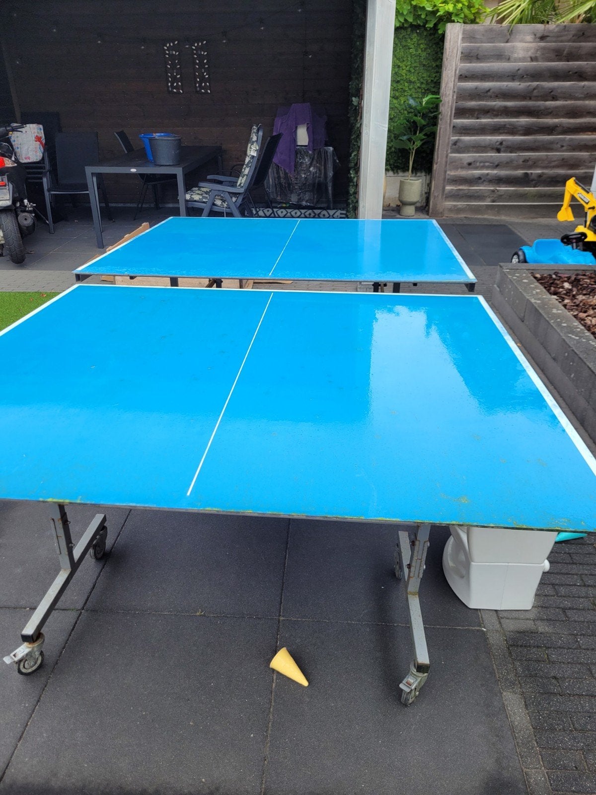 Tafeltennistafel, Ophalen of Verzenden, Gebruikt, Tafel Outdoor, Verrijdbaar