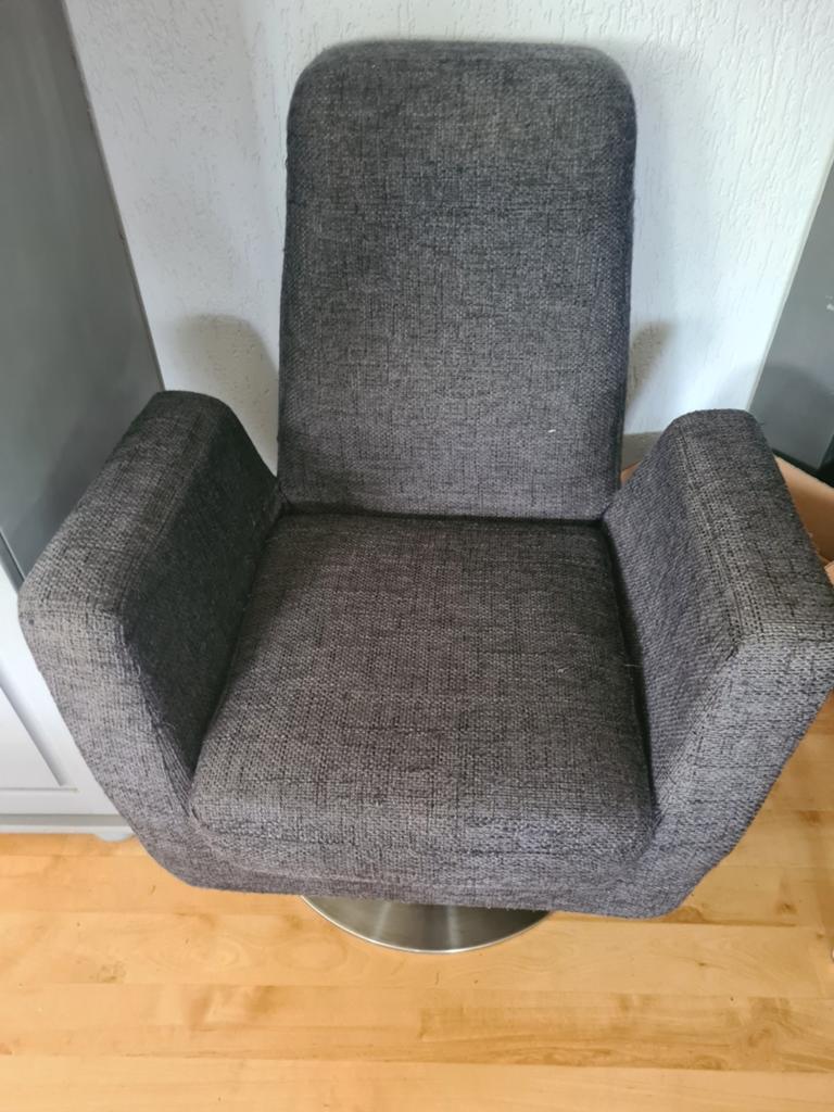 Antraciet draaistoel met zware chroom poot, Ophalen, Gebruikt, Stof, 50 tot 75 cm