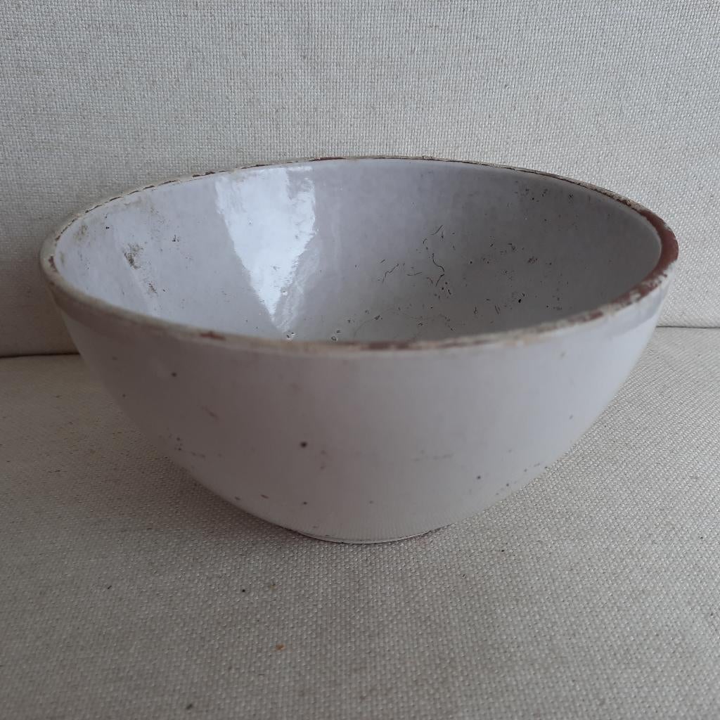 Vitage bloempot wit aardewerk, Ophalen of Verzenden