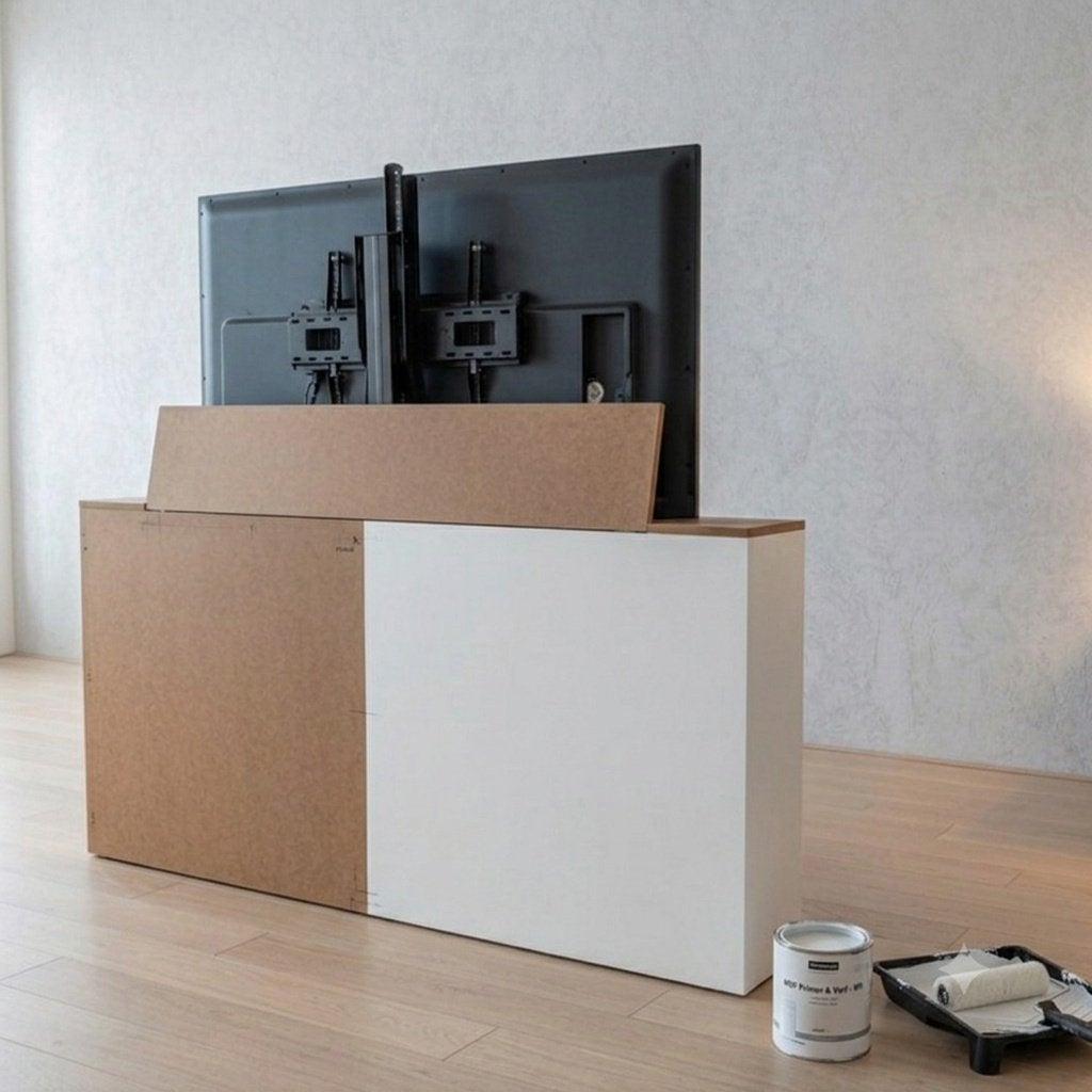 TV Lift Voetbord Zelf Schilderen - Geschikt voor 32 tot 75", Huis en Inrichting, Slaapkamer | Bedden, Overige kleuren, Ophalen of Verzenden