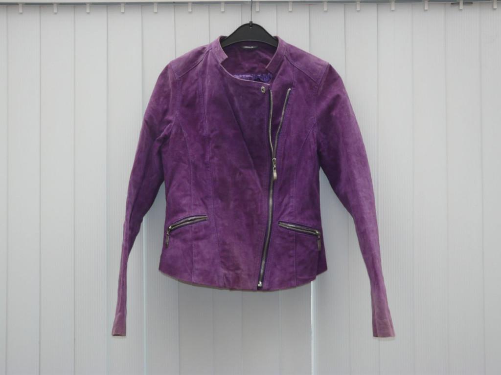 Kort paars suede jasje Mt S, Paars, Ophalen of Verzenden, Jasje, Maat 36 (S)
