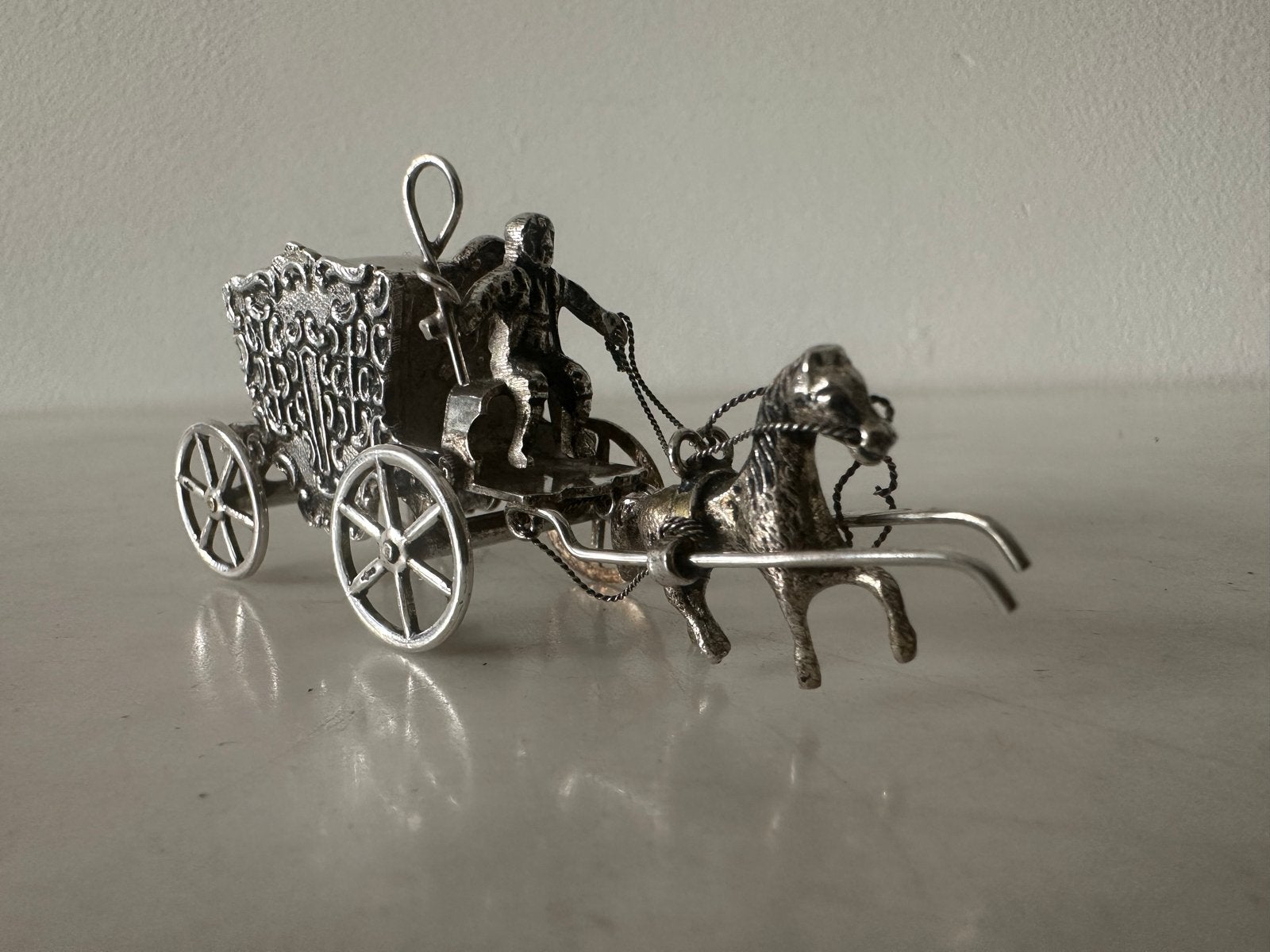 Antieke Zilveren Koets met Paarden, Ophalen of Verzenden, Zilver
