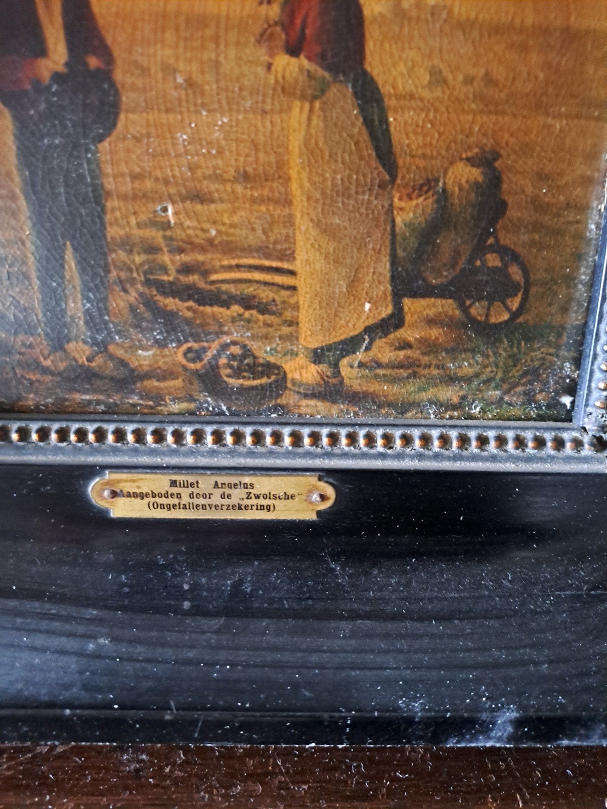 Antiek schilderij 'Millet Angelus' door 'De Zwolsche', Antiek en Kunst, Doek, Ophalen of Verzenden, Landschap, Olieverf
