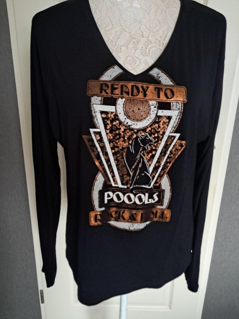 Shirt Poools  Kleur : Zwart Maat : 40, Maat 38/40 (M), Zwart, Ophalen of Verzenden, Zo goed als nieuw