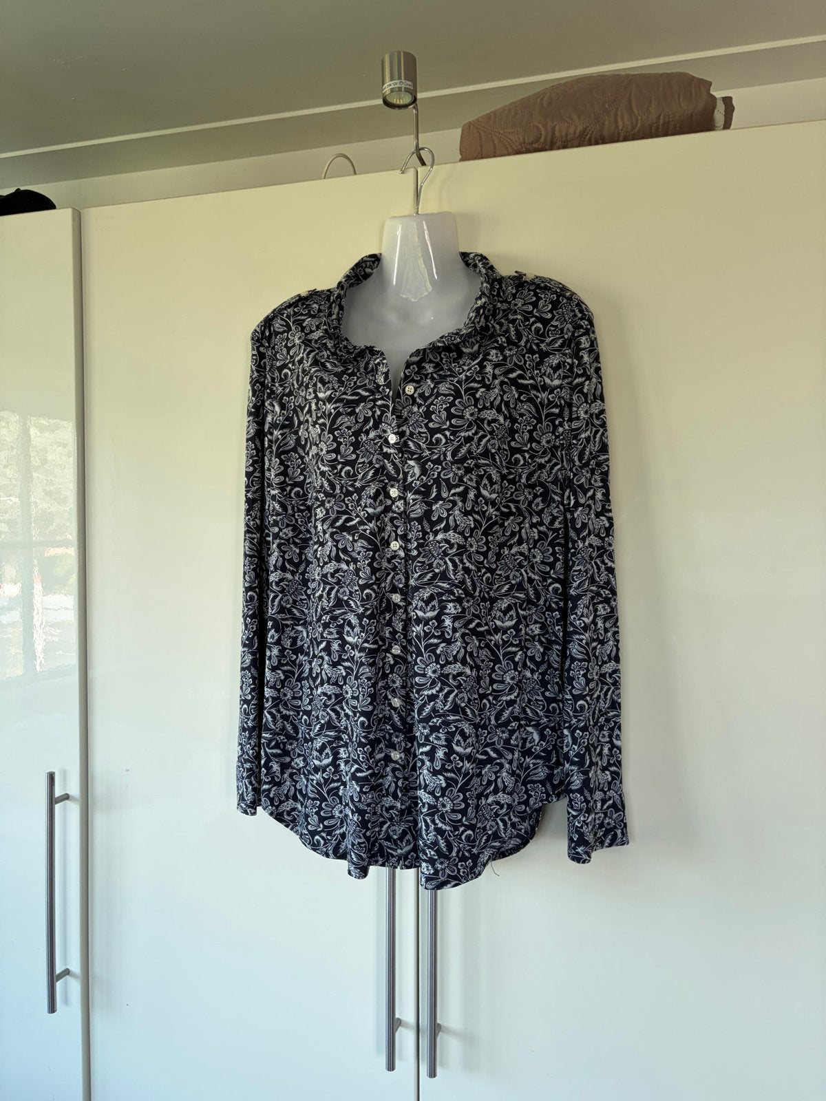Studio Anneloes Blouse XXL - Donkerblauw met Wit Motief, Kleding | Dames, Ophalen of Verzenden, Zo goed als nieuw, Maat 46/48 (XL) of groter