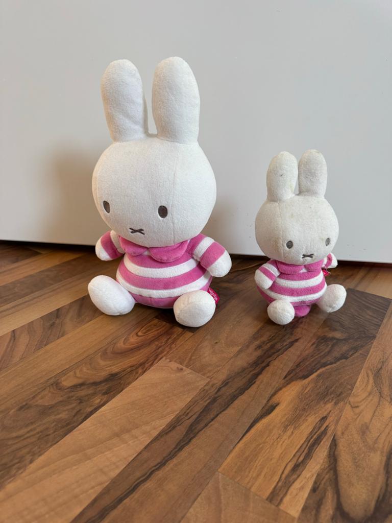 Nijntje knuffel set - 2 konijntjes roze gestreept, Ophalen, Gebruikt, Overige merken, Konijn