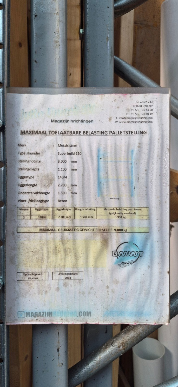 metalsistem Superbuild 110 Palletstelling - Max. 9000 kg per, Ophalen