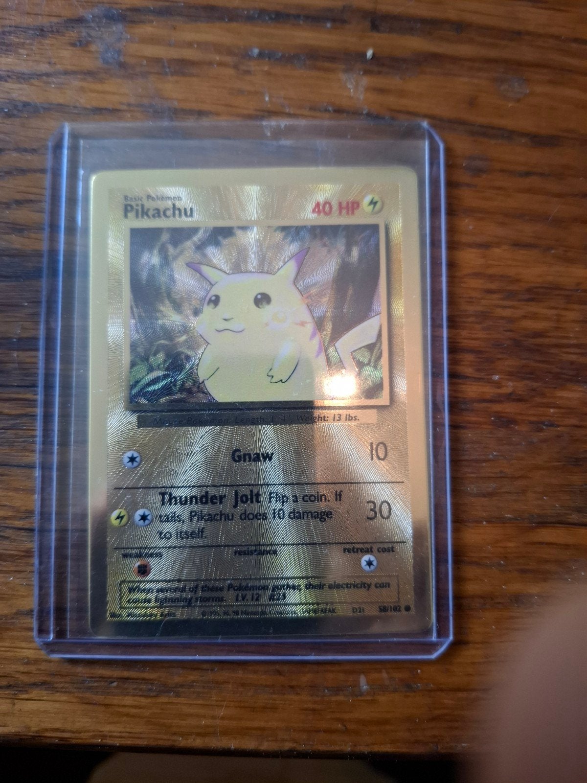 Pikachu [U P C] #58 gold metal, Ophalen of Verzenden, Gebruikt, Losse kaart, Foil