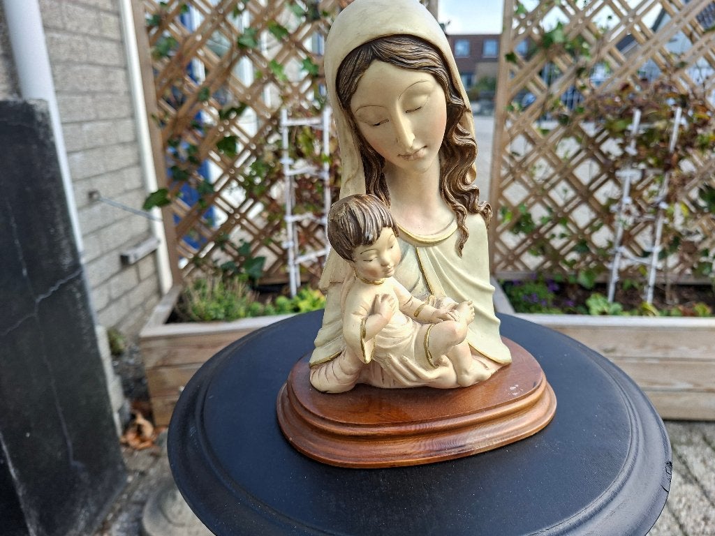 antiek maria beeld met christus uit italy, Ophalen of Verzenden