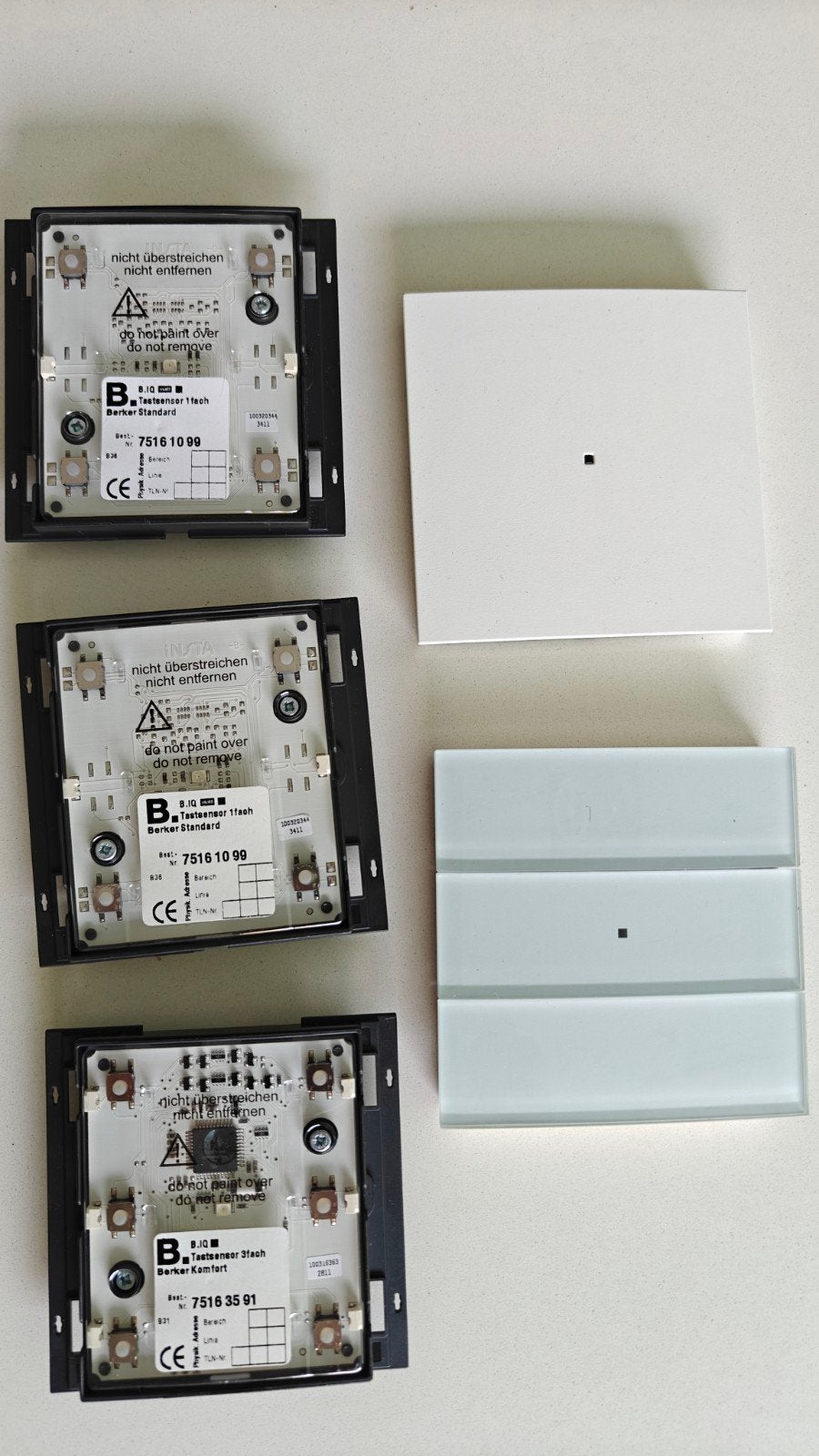 Berker Tastsensor 1- en 3-voudig - Nieuwstaat, Doe-het-zelf en Verbouw, Ophalen of Verzenden, Zo goed als nieuw, Berker, Schakelaar