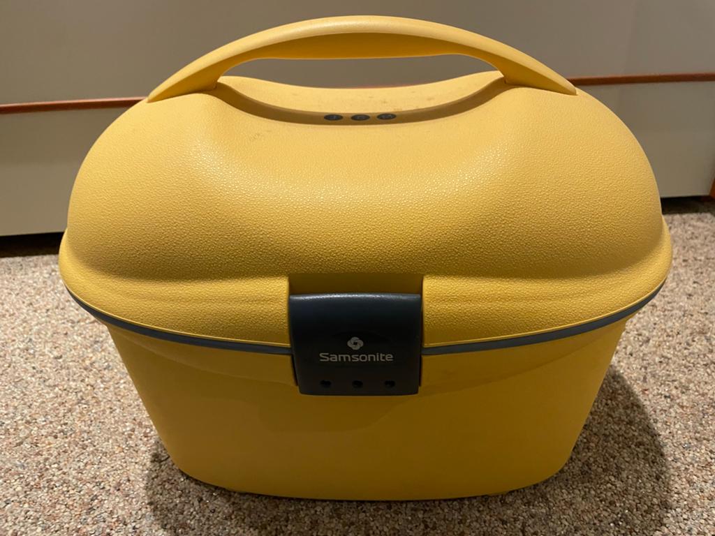 Vintage Samsonite Beautycase - Geel Hardcase, Gebruikt, Geel, Ophalen of Verzenden, Met spiegeltje(s)