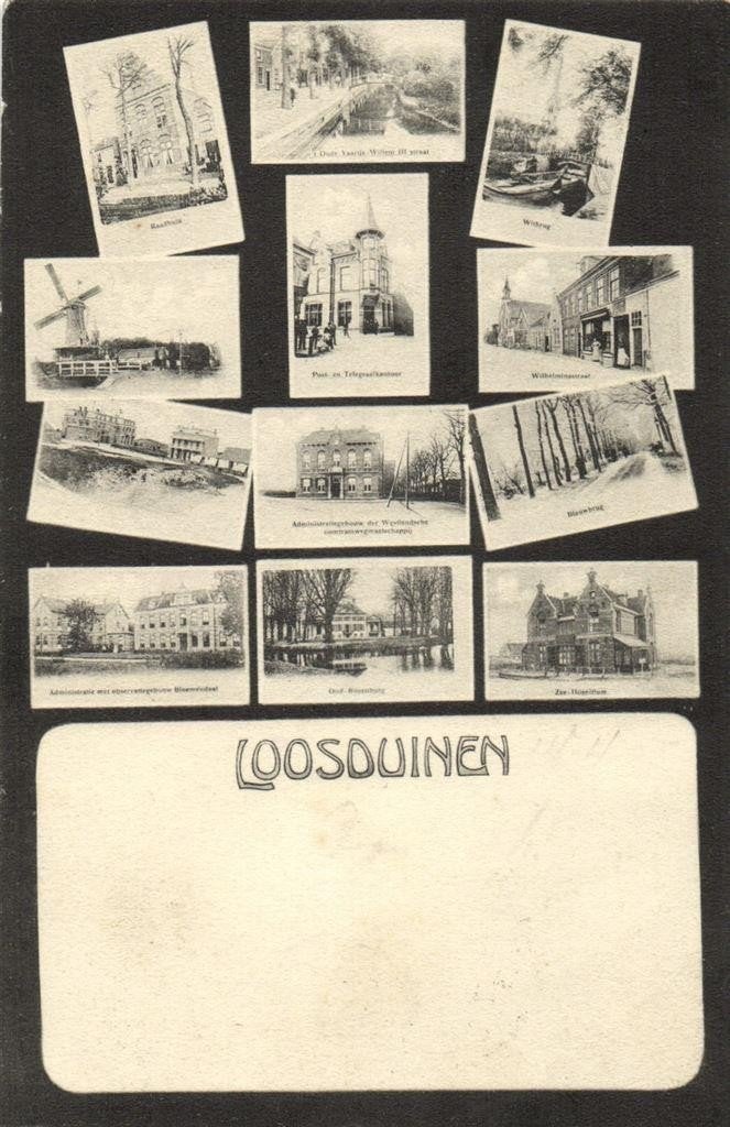 Loosduinen - 12 afb o.a. Blauwbrug Zee-Hospitium - 1905 gelo, Verzamelen, Ansichtkaarten | Nederland, Verzenden, Voor 1920, Gelopen