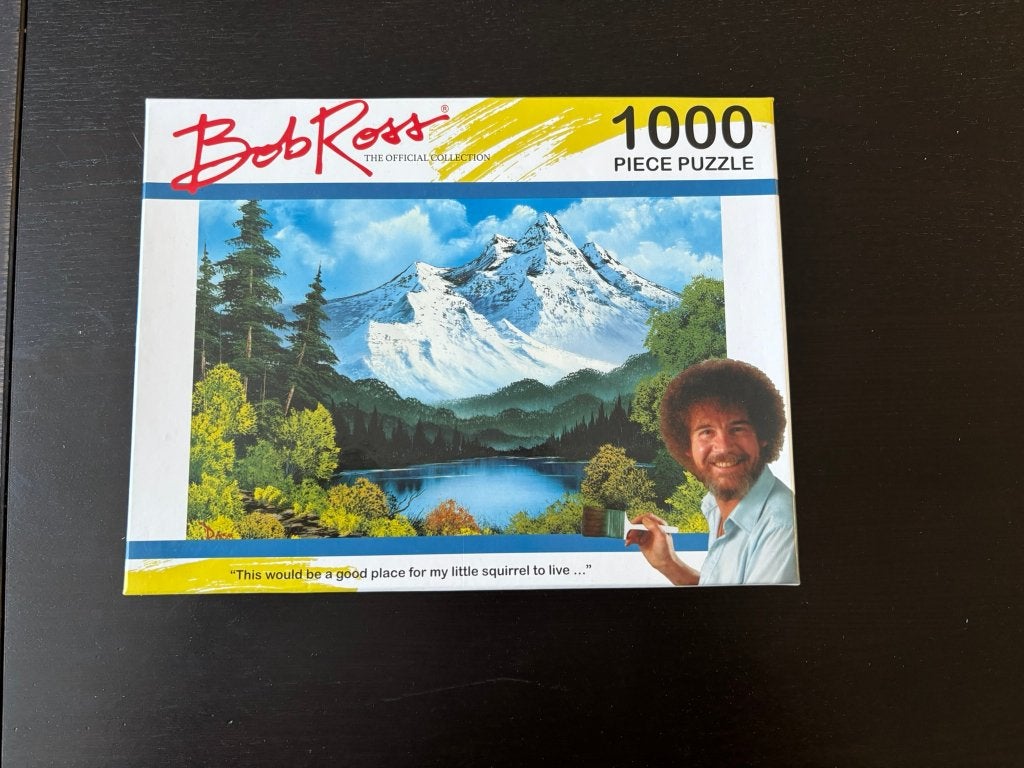 Puzzle Bob Ross - 1000 stukjes - Mountain - Compleet, Ophalen of Verzenden, 500 t/m 1500 stukjes, Gebruikt, Legpuzzel