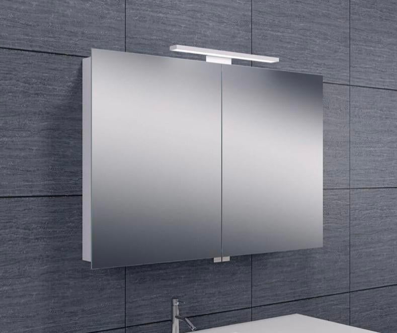 Spiegelkast met LED Verlichting 90x60 Aluminium, Ophalen, Zo goed als nieuw, Grijs, Overige typen