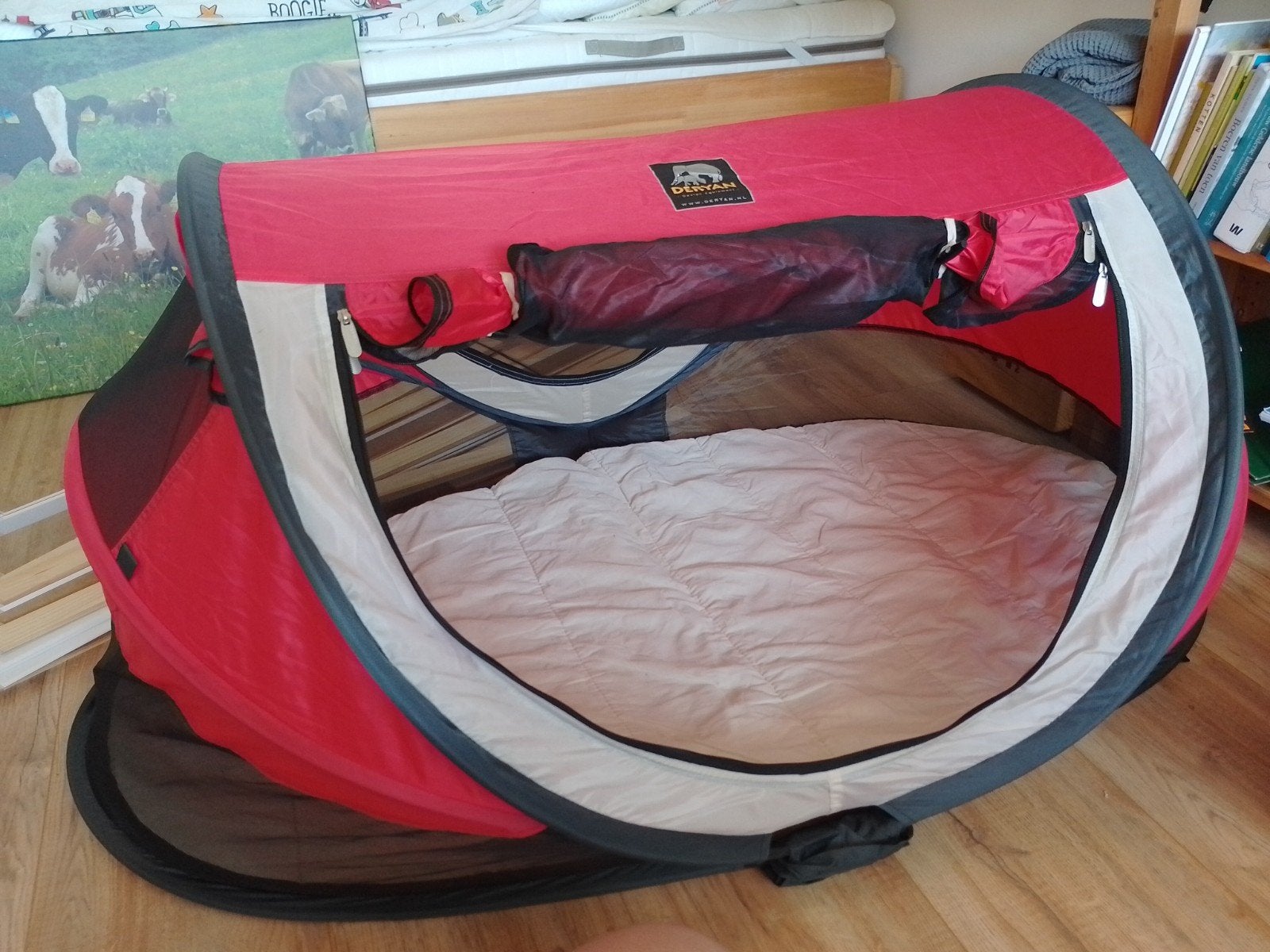 Peuter tentje luxe (travel-cot) Deryan met nieuw dik matras, Ophalen, Nieuw, Reisbedje
