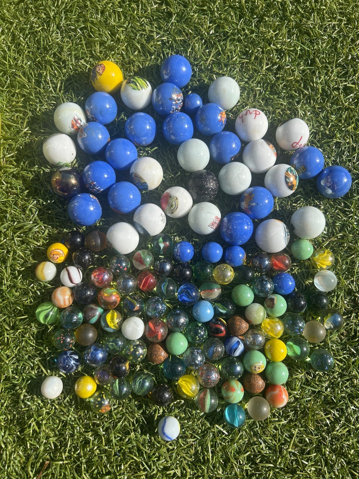 Grote collectie knikkers: 36 grote en 93 kleine knikkers, Verzamelen, Ophalen, Gebruikt