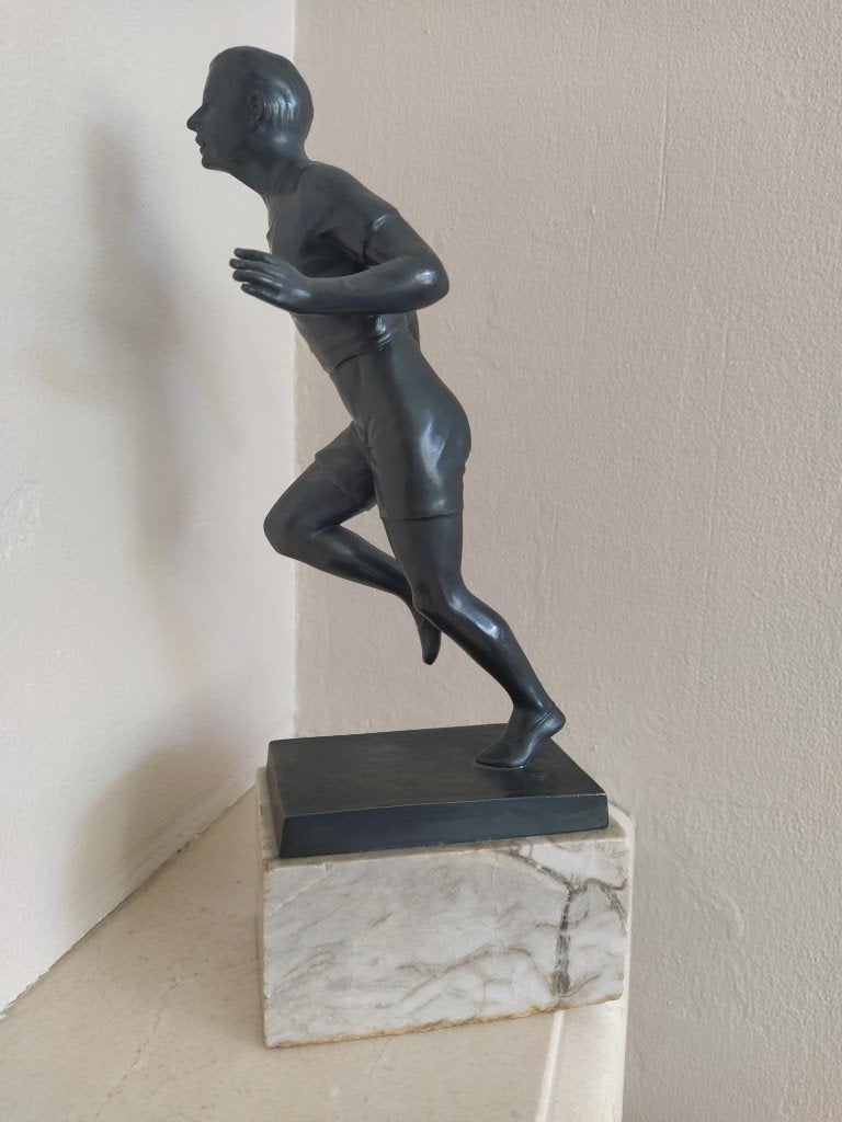 bronzen beeld van hardloper, Ophalen of Verzenden, Brons