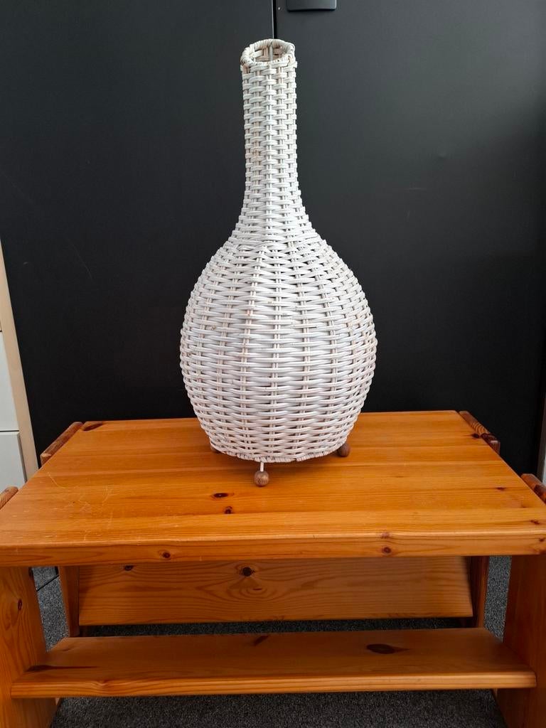 Vintage rotan tafellamp riet., Ophalen of Verzenden, Gebruikt, Vintage jaren 70, 50 tot 75 cm