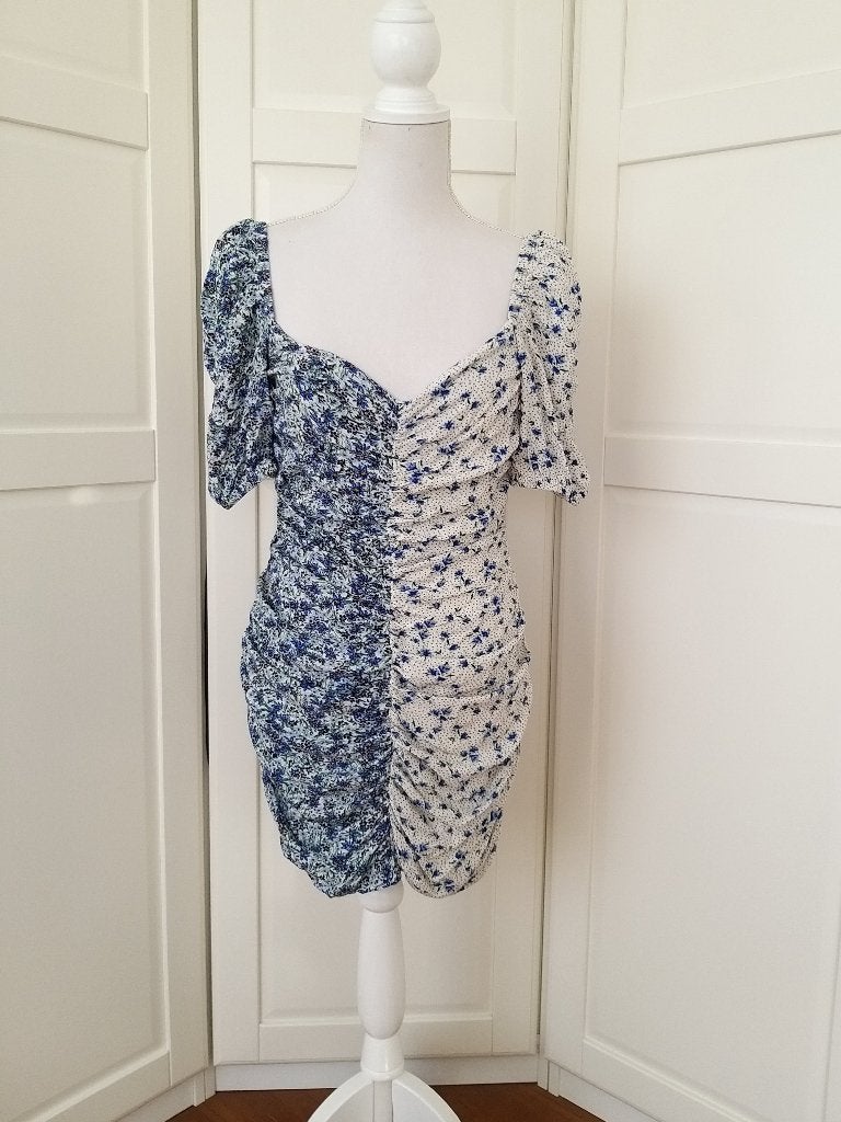 Stradivarius blauw witte floral mini jurk M (valt als S), Maat 38/40 (M), Wit, Ophalen of Verzenden, Stradivarius