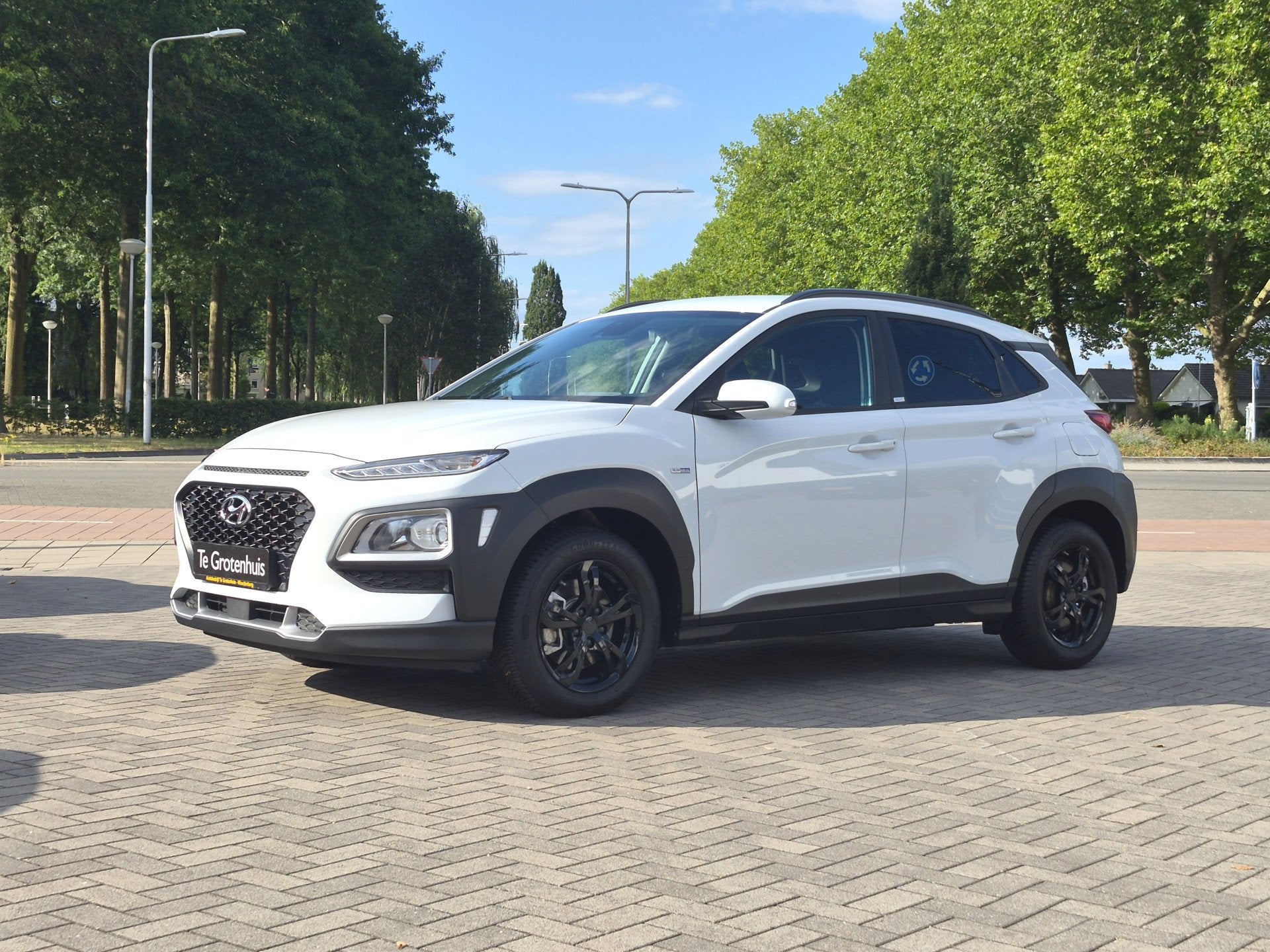 Hyundai KONA 1.6 GDI HEV Fashion | trekhaak | (bj 2020), Stof, Gebruikt, Zwart, Wit