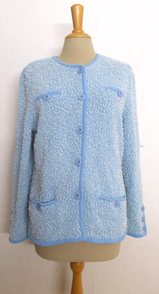Mooi baby blauw/wit vest van dure merk Attitude! M, Kleding | Dames, Truien en Vesten, Verzenden, Zo goed als nieuw, Maat 38/40 (M)