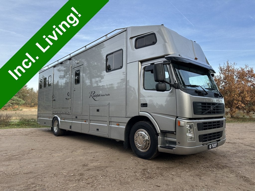 Volvo FM 18T ROELOFSEN 5+1 paards paardenvrachtwagen LIVING, Auto's, Vrachtwagens, Automaat, Achterwielaandrijving, Zwart, Diesel