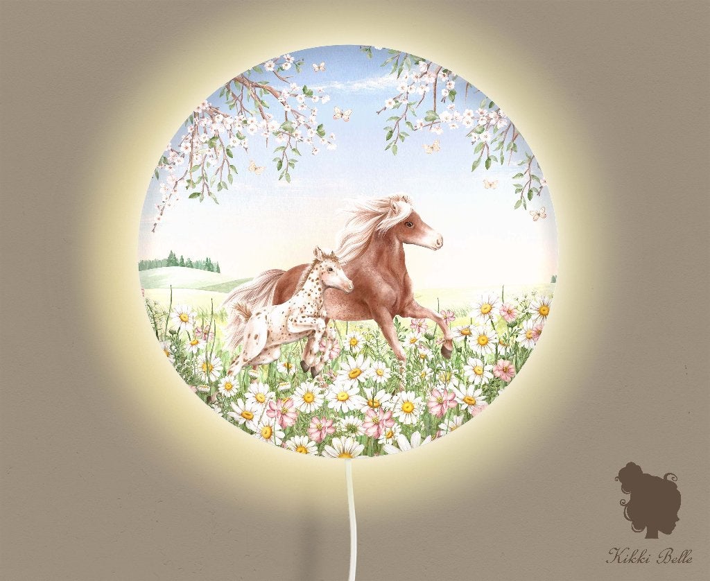Ronde Wandlamp Happy Horses Kikki Belle, Bi & Li Creaties, Nieuw, Ophalen of Verzenden, Bilicreaties@gmail.com