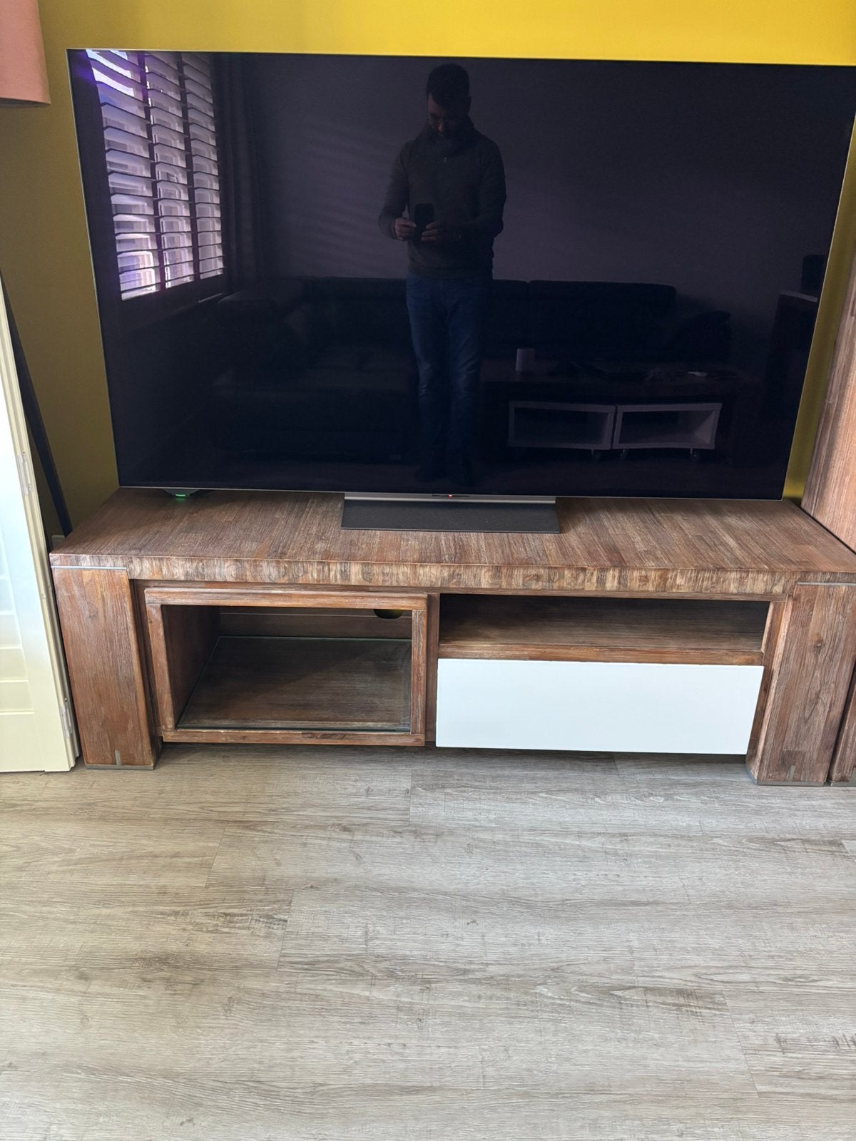 Hemders & Hazel tv meubel met opberglade, Ophalen, 150 tot 200 cm, Zo goed als nieuw, Minder dan 100 cm