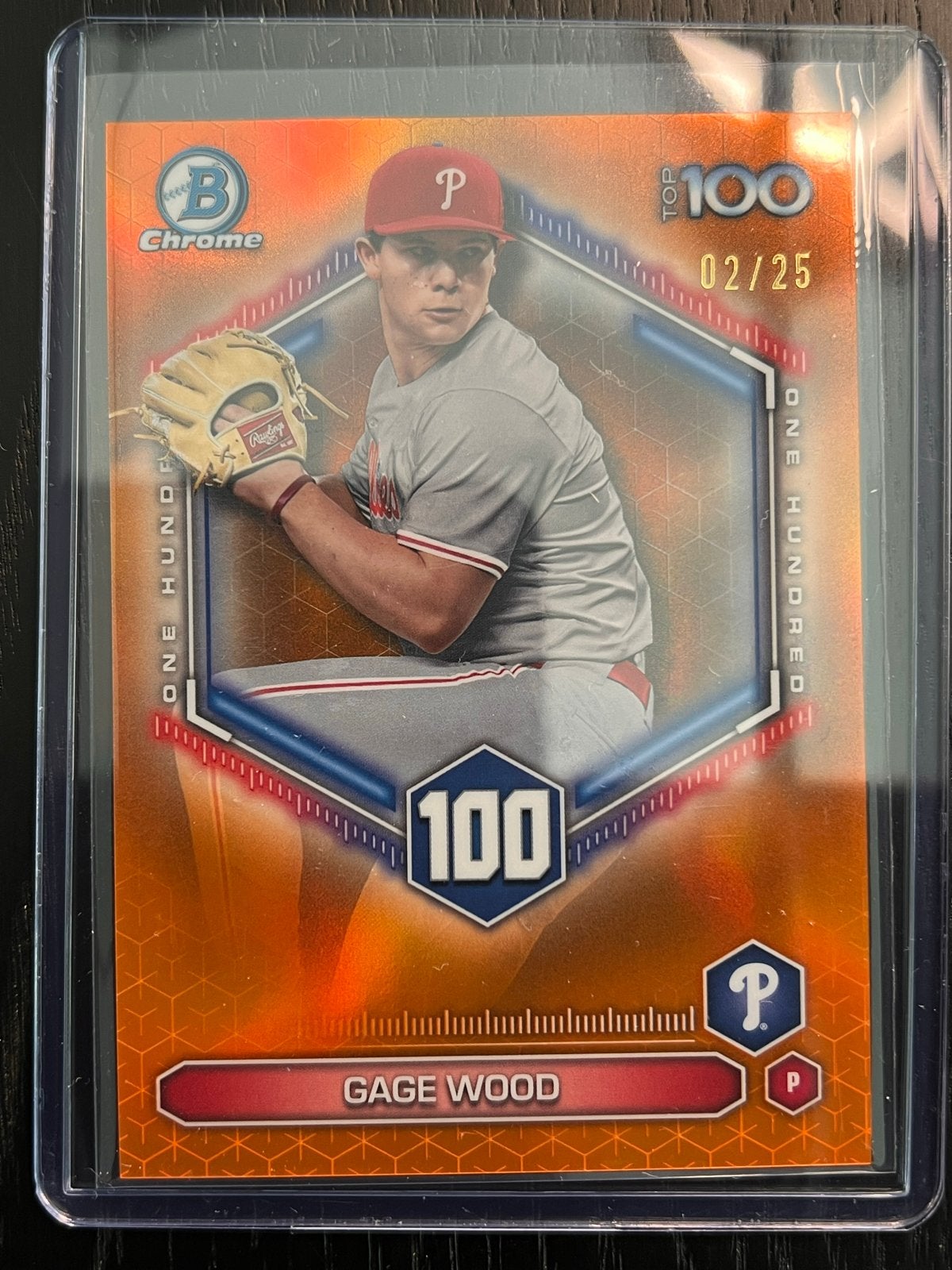 Gage Wood Honkbal Kaart 02/25 #BTP-100 Bowman Chrome, Ophalen of Verzenden, Zo goed als nieuw, Overige sporten, Spelerskaart