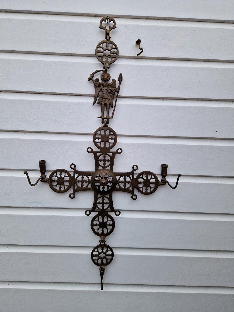 Groot bronzen Orthodoxe Byzantijns kruis in perfecte staat., Ophalen of Verzenden