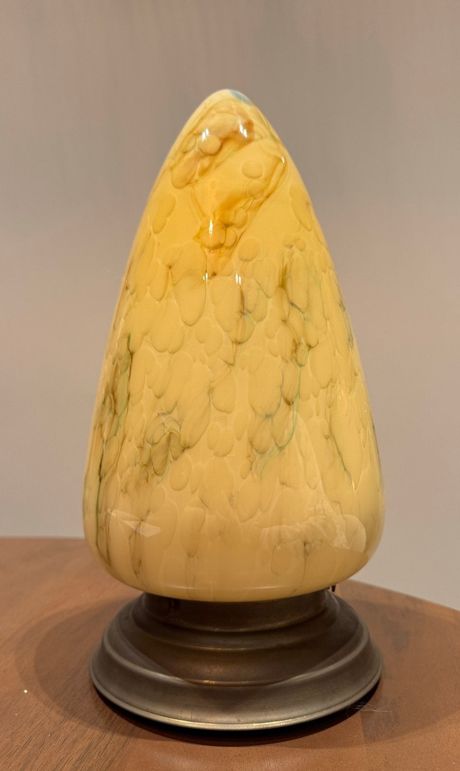 Vintage / Retro lamp art deco gemarmerd opaline glas, Gebruikt, Glas, Plafondlamp, E27 (groot)
