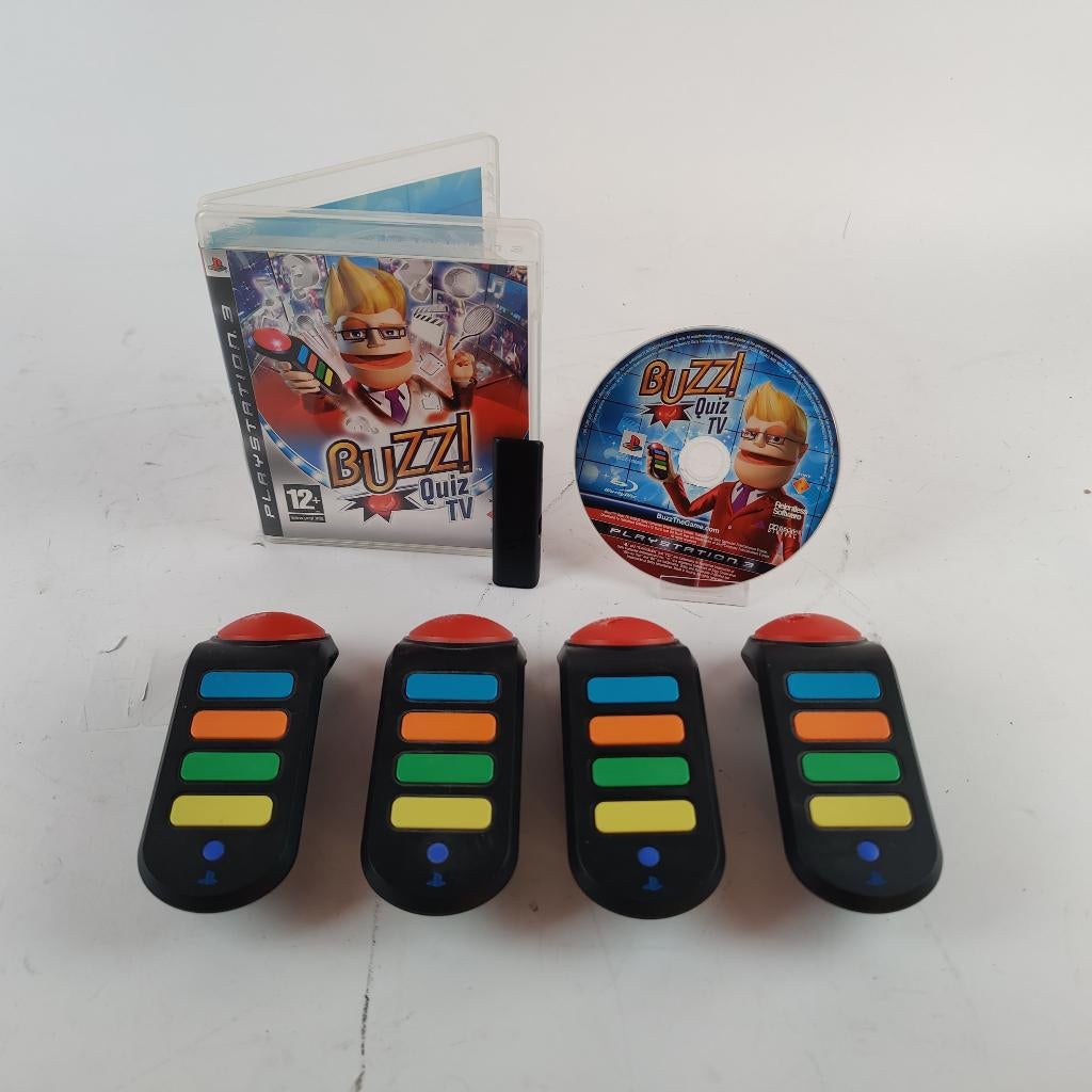 Buzz! Quiz ps3 + Buzzers + dongle || Nu voor €39.99!, Puzzel en Educatief, Ophalen of Verzenden, Zo goed als nieuw, X
