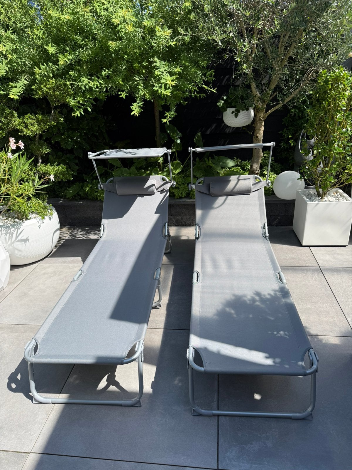 Ligbedden  set van 2 Tectake, Tuin en Terras, Ophalen of Verzenden, Zo goed als nieuw, Verstelbaar