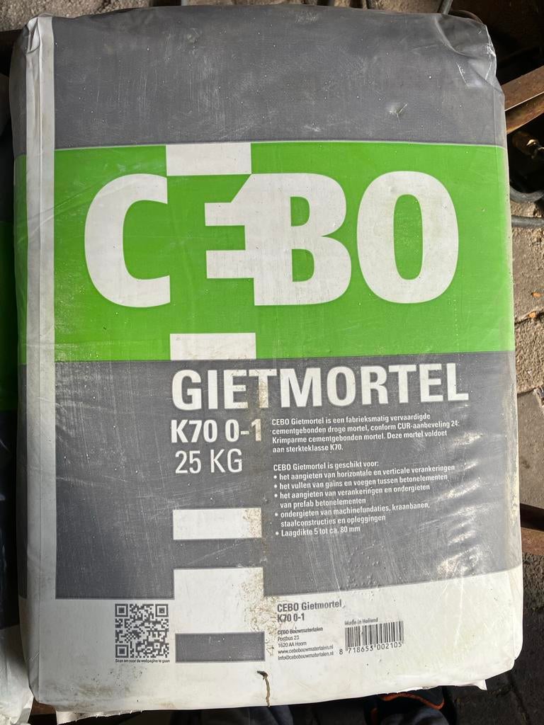 Cebo gietmortel K70 0-1 25 KG 4st, Ophalen, Nieuw