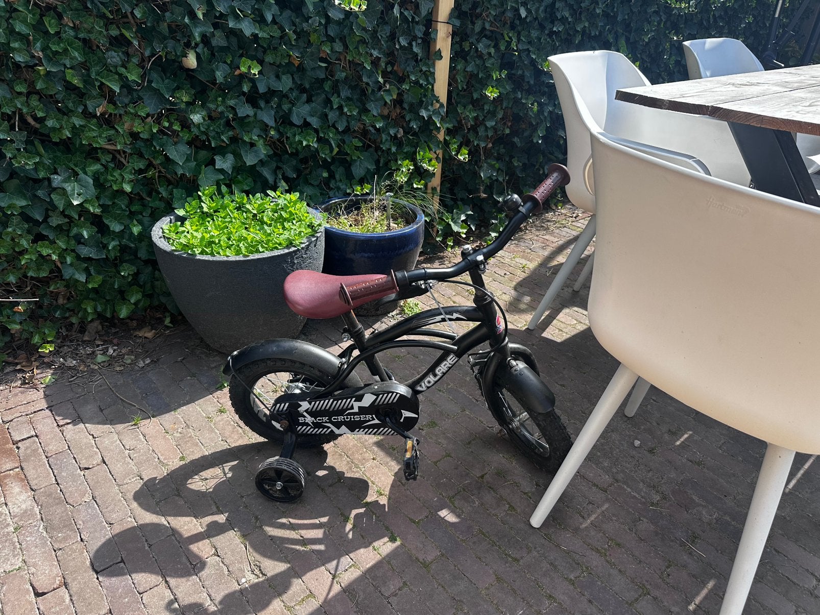 Leuke stoere kinderfiets met zijwieltjes., Ophalen, Gebruikt, 14 inch of minder, Handrem