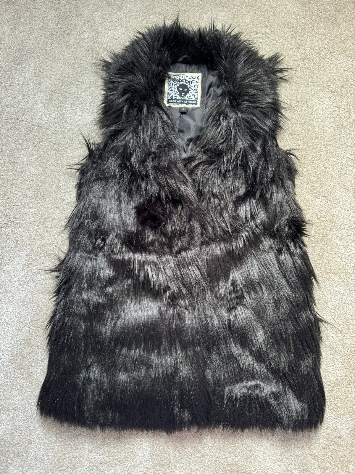 Zwarte bont bodywarmer fake fur, Ophalen of Verzenden, Zo goed als nieuw, Maat 36 (S), Zwart