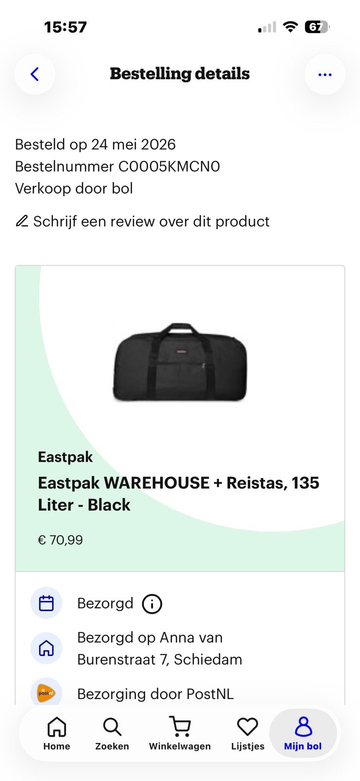 Reistas, 135 liter, zwart, eastpak, Ophalen, Zo goed als nieuw