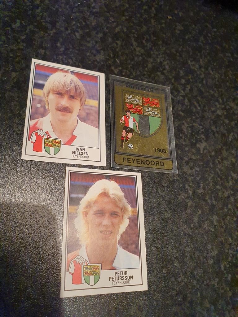 Panini Voetbal 85 - Feyenoord 3x, Ophalen of Verzenden, Zo goed als nieuw, Meerdere stickers