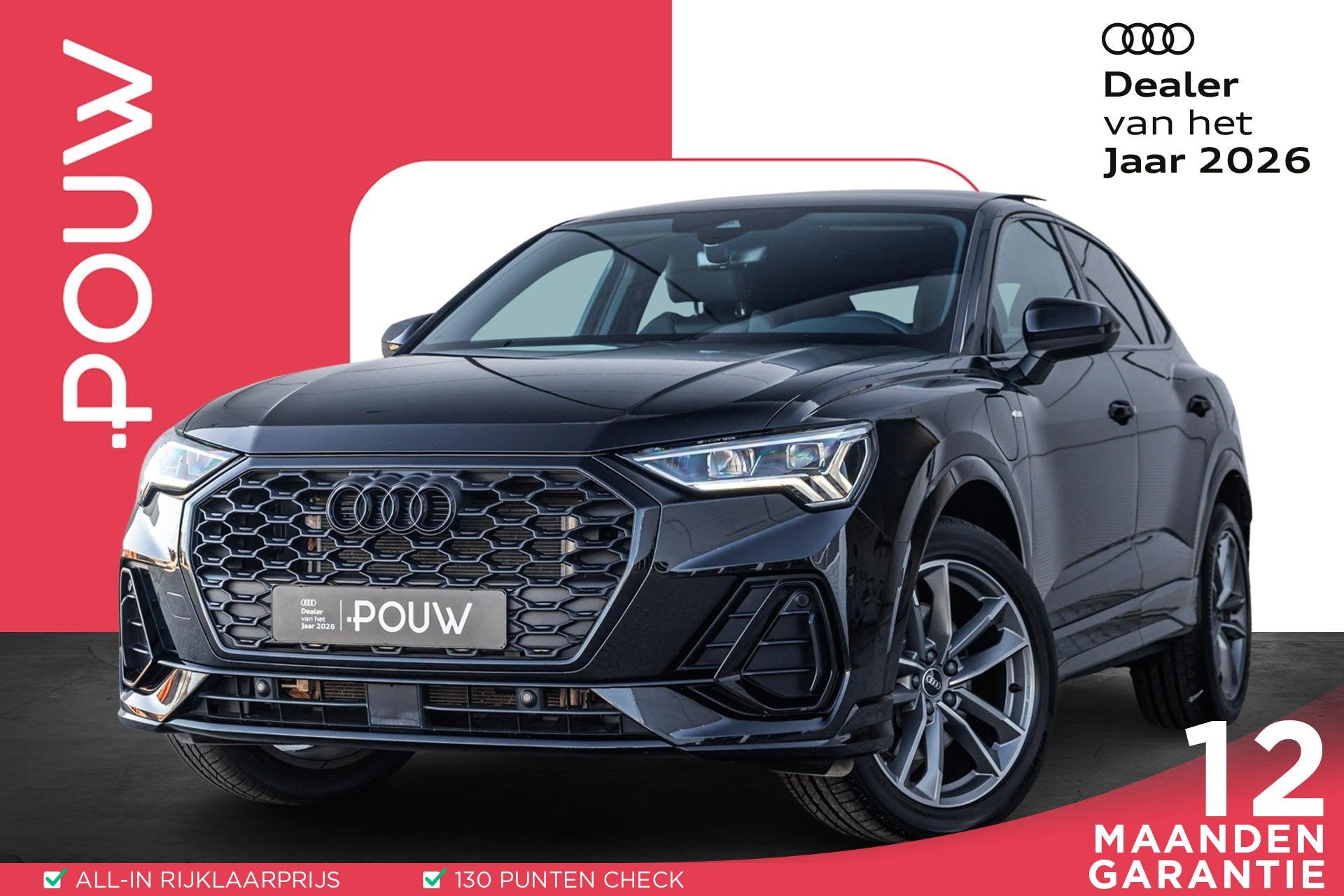 Audi Q3 Sportback 45 TFSIe 245pk S edition | Panoramadak | 1, Auto's, Gebruikt, Leder en Stof, Zwart, Hybride Elektrisch/Benzine