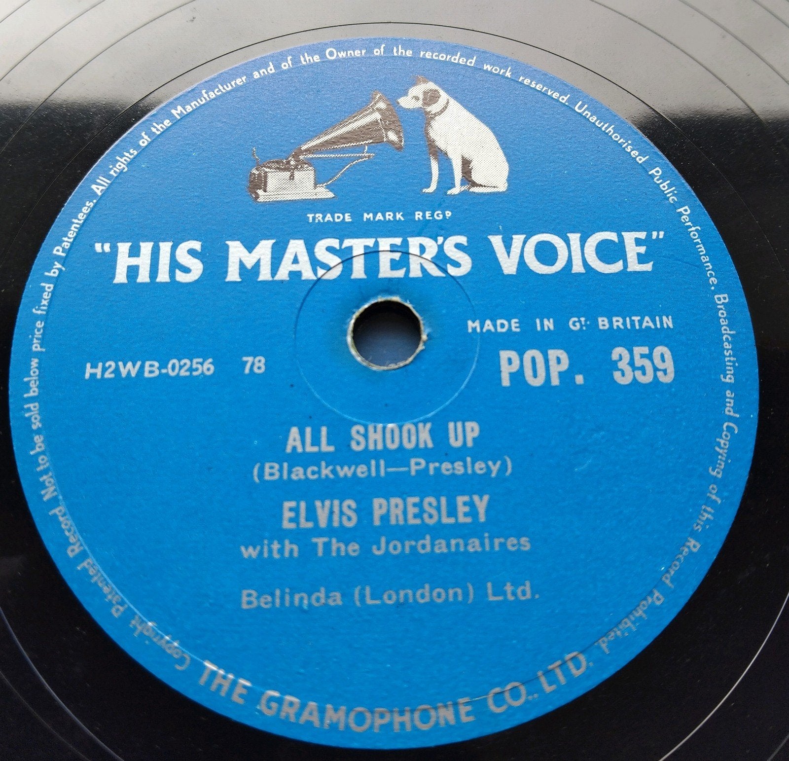 78RPM: Elvis Presley - All shook up, Gebruikt, 10 inch, Ophalen of Verzenden, Beschermende buitenhoes