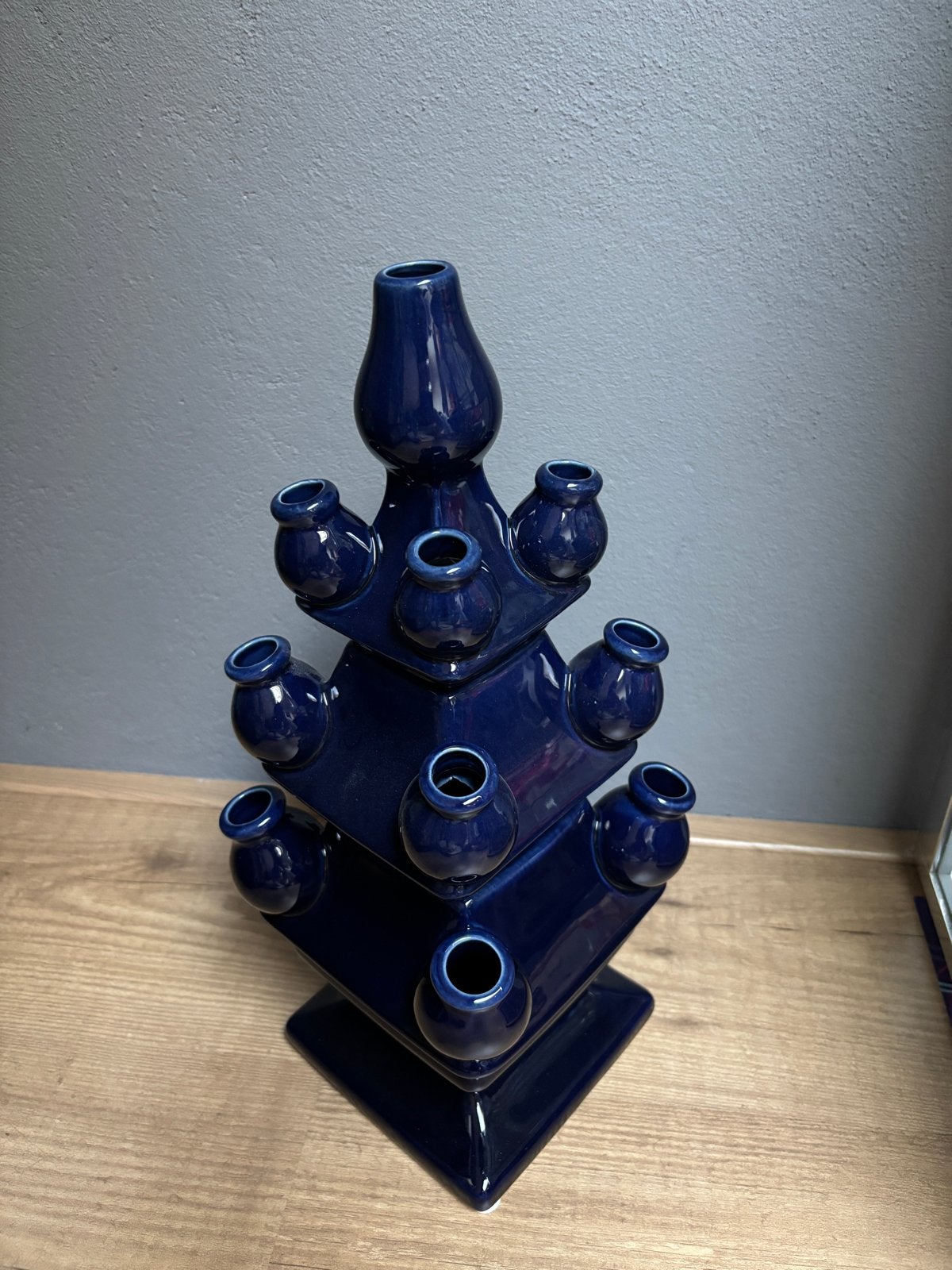 Heinen Delfts Blauw Stapelvaas - Donkerblauw, Ophalen of Verzenden