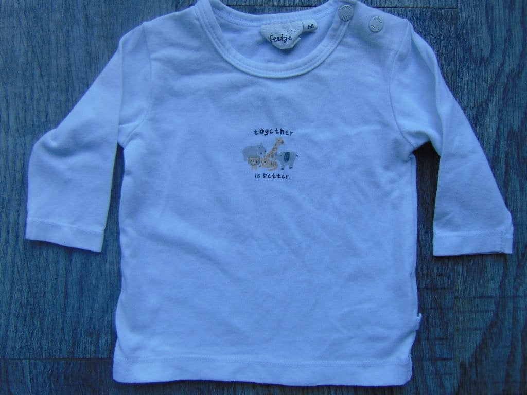 Feetje longsleeve wit maat 56 T-shirt lange mouw, Kinderen en Baby's, Babykleding | Maat 56, Gebruikt, Ophalen of Verzenden, Feetje