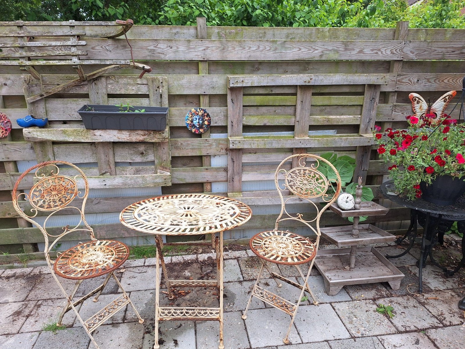 Antieke bistro set: 2 stoelen en tafel, Ophalen of Verzenden