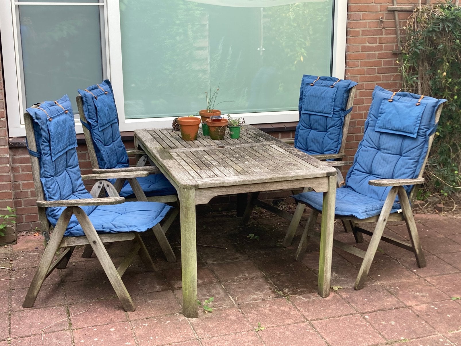 Allure tuinset: teak houten tafel met vier stoelen, Ophalen, 4 zitplaatsen, Gebruikt, Eettafel