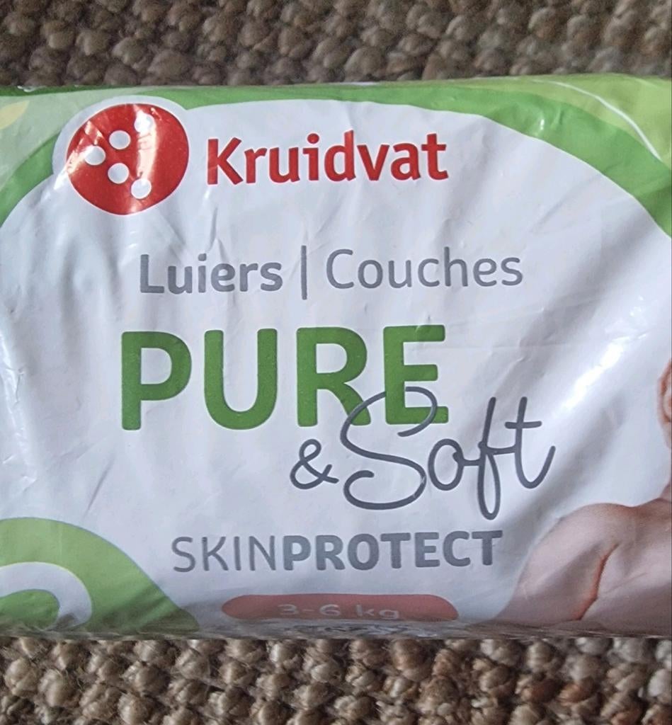 30 Kruidvat Pure & Soft luiers maat 2, Kinderen en Baby's, Badjes en Verzorging, Ophalen of Verzenden, Nieuw, Overige typen