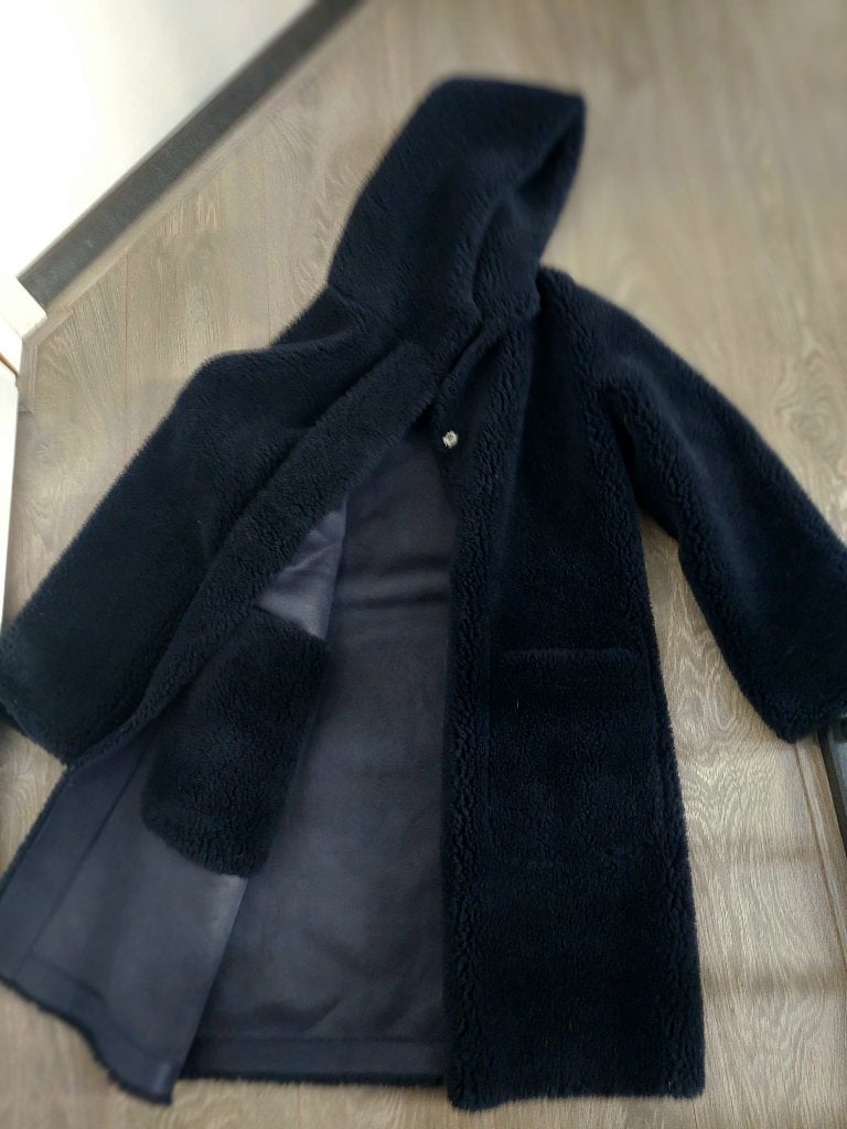 Studio AR Aisha warme donkerblauwe teddy coat, maat s, Nieuw, Studio AR, Maat 36 (S), Verzenden