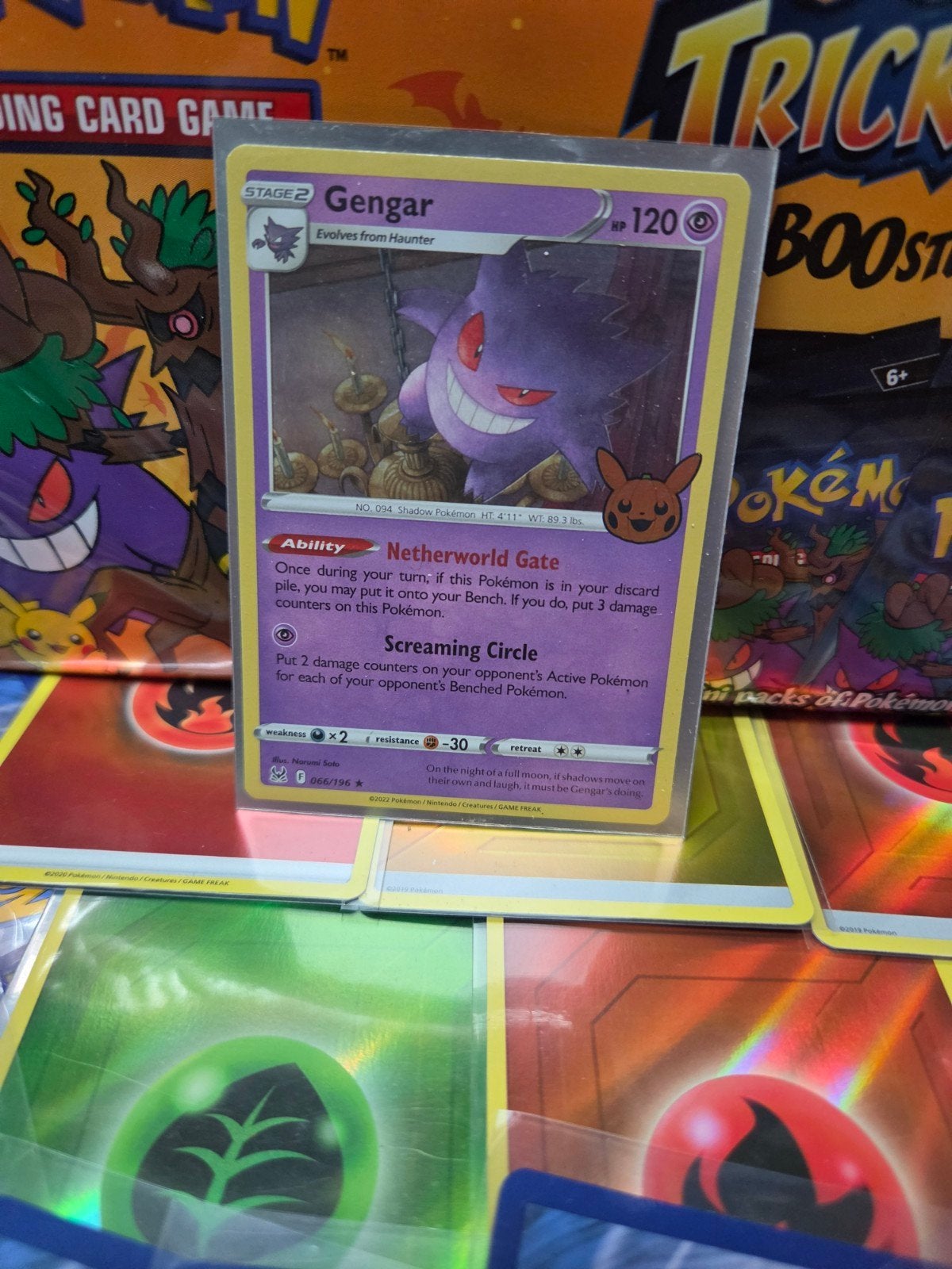 Pokémon Kaart Gengar (056/196) - Trick or Trade BOOster, Ophalen of Verzenden, Zo goed als nieuw, Losse kaart