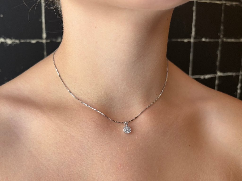 Diamanten rozet 14k gouden ketting en hanger venetiaans, Sieraden, Tassen en Uiterlijk, Kettingen, Voordeelsieraden, Ophalen of Verzenden