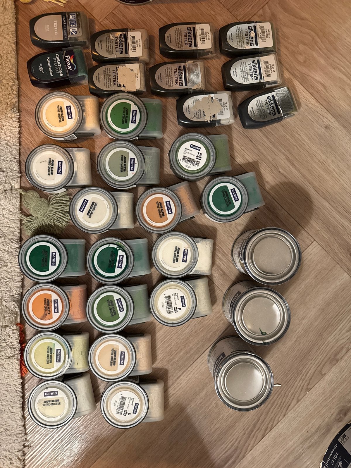 Verf testers: Groene en neutrale tinten (veel samples), Ophalen, Gebruikt, Verf, Minder dan 5 liter