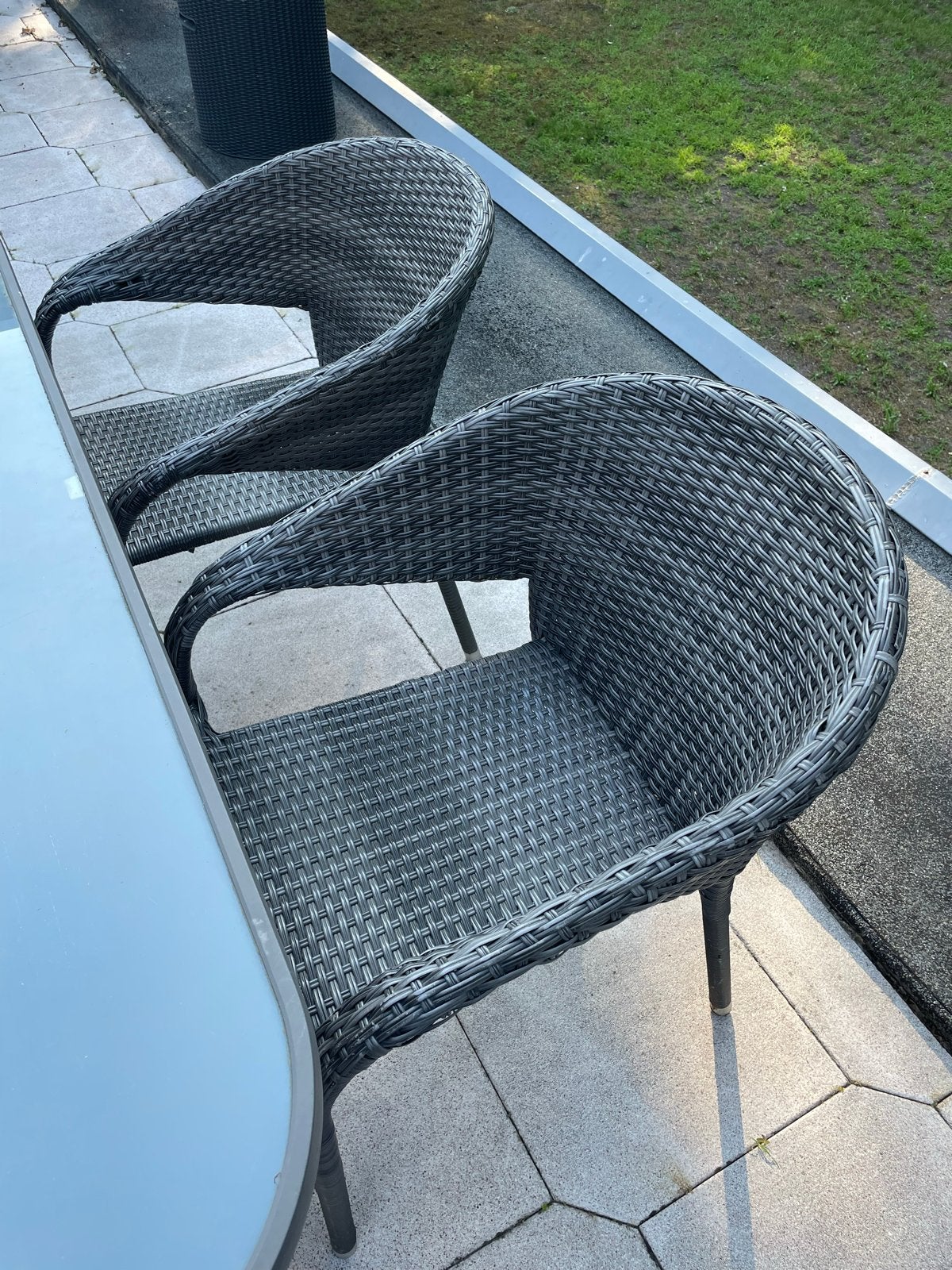 Tuinstoelen grijze stoelen in goede staat., Tuin en Terras, Ophalen, Eettafel, 6 zitplaatsen, Zo goed als nieuw